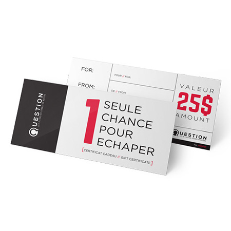 Gift Certificates, printed in Montreal by CDM Print